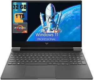 HP Victus 15 Gaming Laptop, 15.6" FHD 144Hz Display, AMD Ryzen 5 7535HS 6 Cores Processor, AMD Radeon RX 6550M Graphics, 32GB DDR5  1TB PCIe SSD, Wi-Fi 6 Backlit Keyboard, Windows 11 Pro