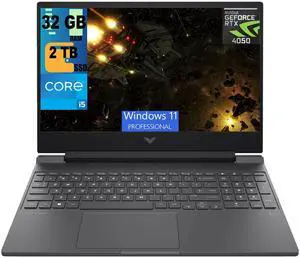 HP Victus 15 Gaming Laptop, 15.6" FHD 144Hz Display, Intel Core i5-13500H 12-Cores Processor, NVIDIA GeForce RTX 4050 6GB GDDR6, 32GB DDR4  2TB PCIe SSD, Backlit KYB, WiFi 6, Windows 11 Pro