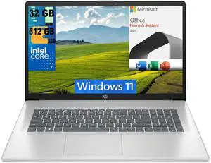 HP 17 Laptop, 17.3" FHD (1920 x 1080) Display, Intel 7 150U 10-Cores Processor, Intel Graphics, 32GB DDR4  512GB PCIe SSD, Wi-Fi 6 and Bluetooth 5.3, Windows 11,Microsoft Office License