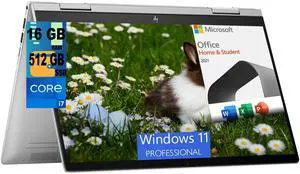 HP Envy x360 2-in-1 14 Laptop, 14" FHD Touchscreen, Intel Core i7-1355U 10-Core Processor, Intel Iris Xe Graphics, 16GB  DDR4  512GB   PCIe SSD, Backlit KB, Windows 11 Pro,Microsoft Office License