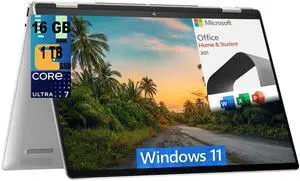 HP Envy X360 16 Laptop, 16" FHD+ Touchscreen, Intel Core Ultra 7 155U 12 cores Processor, Intel UHD Graphics, 16GB  DDR4  1TB PCIe SSD, Wi-Fi 6, Windows 11 Home,Microsoft Office License