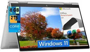 HP Envy 2-in-1 14 Laptop, 14" FHD Touchscreen, Intel Core i5-1335U 10-Cores Processor, Iris Xe Graphics, 8GB  DDR4  2TB PCIe SSD, Fingerprint, Backlit KB, Windows 11 Home,Microsoft Office License