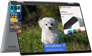HP Envy x360 2-in-1 16 Laptop, 16" WUXGA Touchscreen, AMD Ryzen 5 8640HS 6-Core Processor, AMD Radeon Graphics, 8GB  DDR4  512GB  PCIe SSD, Backlit KB, Windows 11 Pro,Microsoft Office License