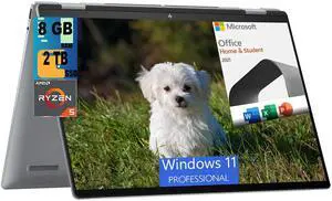 HP Envy x360 2-in-1 16 Laptop, 16" WUXGA Touchscreen, AMD Ryzen 5 8640HS 6-Core Processor, AMD Radeon Graphics, 8GB  DDR4  2TB PCIe SSD, Backlit KB, Windows 11 Pro,Microsoft Office License