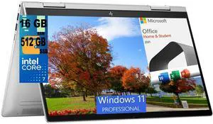 HP Envy x360 2-in-1 14 Laptop, 14" FHD Touchscreen, Intel Core 7 150U 10 Cores Processor, Intel Graphics, 16GB  DDR4  512GB   PCIe SSD, Backlit KB, Windows 11 Pro,Microsoft Office License