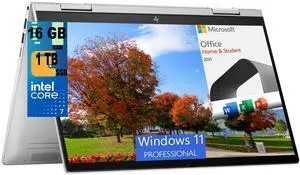 HP Envy x360 2-in-1 14 Laptop, 14" FHD Touchscreen, Intel Core 7 150U 10 Cores Processor, Intel Graphics, 16GB  DDR4  1TB PCIe SSD, Backlit KB, Windows 11 Pro,Microsoft Office License