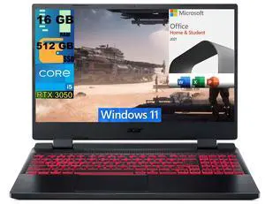 Acer Nitro 5 15 Gaming Laptop, 15.6" FHD 144Hz, Intel Core i5-12500H 12-Core Processor, RTX 3050 4GB GDDR6, 16GB DDR4  512GB PCIe SSD, Wi-Fi 6 Backlit KB, Windows 11,Microsoft Office License