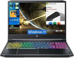 Acer Predator Helios 300 15 Gaming Laptop, 15.6" Full HD Display, Intel i7-11800H 8 core Processor, RTX 3060 6GB, 32GB DDR4  1TB PCIe SSD, RGB Backlit, Windows 11,Microsoft Office License