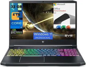 Acer Predator Helios 300 15 Gaming Laptop, 15.6" Full HD Display, Intel i7-11800H 8 core Processor, RTX 3060 6GB, 32GB DDR4  4TB PCIe SSD, RGB Backlit, Windows 11 Pro,Microsoft Office License