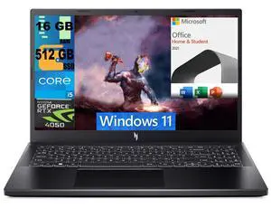 Acer Nitro V 15 Gaming Laptop, 15.6" FHD 144Hz Display, Intel Core i5-13420H Octa-core Processor, RTX 4050 6GB Graphic, 16GB DDR5  512GB PCIe SSD, Backlit KB, Windows 11,Microsoft Office License