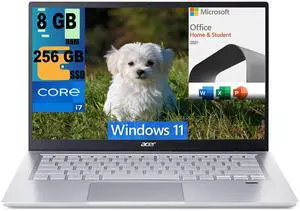 Acer Swift 3 13 Laptop, 13.5" 2K Display, Intel Core i7-1165G7 4 cores Processor, Iris Xe Graphics, 8GB  DDR4  256GB  PCIe SSD, Back-lit KB, Fingerprint, Windows 11 Home,Microsoft Office License