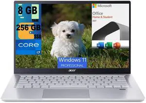 Acer Swift 3 13 Laptop, 13.5" 2K Display, Intel Core i7-1165G7 4 cores Processor, Iris Xe Graphics, 8GB  DDR4  256GB  PCIe SSD, Back-lit KB, Fingerprint, Windows 11 Pro,Microsoft Office License