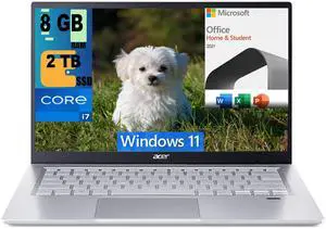 Acer Swift 3 13 Laptop, 13.5" 2K Display, Intel Core i7-1165G7 4 cores Processor, Iris Xe Graphics, 8GB  DDR4  2TB PCIe SSD, Back-lit KB, Fingerprint, Windows 11 Home,Microsoft Office License