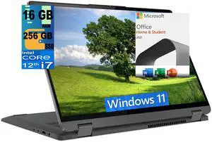Lenovo IdeaPad Flex 5 2-in-1 16 Laptop, 16" 2.5K WQXGA Touchscreen, Intel Core i7-1255U 10 cores Processor, Iris Xe Graphics, 16GB  DDR4  256GB  PCIe SSD, Windows 11 Home,Microsoft Office License