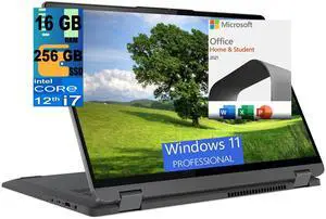 Lenovo IdeaPad Flex 5 2-in-1 16 Laptop, 16" 2.5K WQXGA Touchscreen, Intel Core i7-1255U 10 cores Processor, Iris Xe Graphics, 16GB  DDR4  256GB  PCIe SSD, Windows 11 Pro,Microsoft Office License