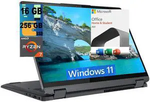 Lenovo IdeaPad Flex 5 14 2-in-1Laptop, 14" 2.2K Touchscreen, AMD Ryzen 7 5700U 8 cores Processor, AMD Radeon Graphics, 16GB  DDR4  256GB  PCIe SSD, Windows 11 Home,Microsoft Office License
