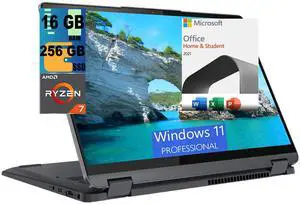 Lenovo IdeaPad Flex 5 14 2-in-1Laptop, 14" 2.2K Touchscreen, AMD Ryzen 7 5700U 8 cores Processor, AMD Radeon Graphics, 16GB  DDR4  256GB  PCIe SSD, Windows 11 Pro,Microsoft Office License