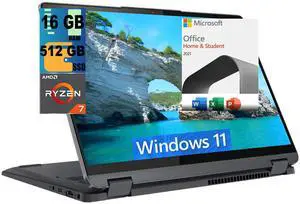 Lenovo IdeaPad Flex 5 14 2-in-1Laptop, 14" 2.2K Touchscreen, AMD Ryzen 7 5700U 8 cores Processor, AMD Radeon Graphics, 16GB  DDR4  512GB   PCIe SSD, Windows 11 Home,Microsoft Office License