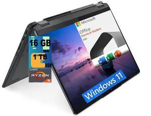 Lenovo Flex 5 2-in-1 14 Laptop, 14.0" FHD Touchscreen, AMD Ryzen 5 5500U 6-Core, AMD Radeon Graphics, 16GB  DDR4  1TB PCIe SSD, Windows 11 Home,Microsoft Office License