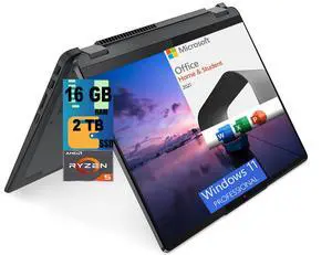 Lenovo Flex 5 2-in-1 14 Laptop, 14.0" FHD Touchscreen, AMD Ryzen 5 5500U 6-Core, AMD Radeon Graphics, 16GB  DDR4  2TB PCIe SSD, Windows 11 Pro,Microsoft Office License
