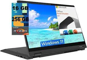 Lenovo Flex 5 14 2-in-1 Laptop, 14" FHD Touchscreen, AMD Ryzen 7 5700U 8 Cores Processor, AMD Radeon Graphics, 16GB  DDR4  256GB  PCIe SSD, Backlit KB, FR, Windows 11 Home,Microsoft Office License