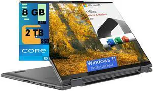 Lenovo Yoga 7i 2-in-1 16 Laptop, 16" 2.5K Touchscreen, Intel Core i5-1240P 10-Core processor, Iris Xe Graphics, 8GB  DDR4  2TB PCIe SSD, Backlit KB, FR, Windows 11 Pro,Microsoft Office License