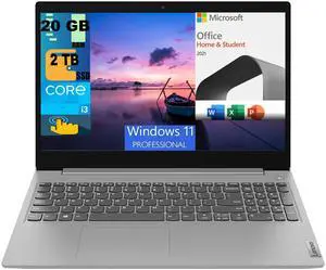 Lenovo Ideapad 3 15 Laptop, 15.6" HD Touchscreen, Intel Core i3-1115G4 Dual-Core 3.0GHz Processor, Intel UHD Graphics, 20GB DDR4  2TB PCIe SSD, Wi-Fi 6, Windows 11 Pro,Microsoft Office License