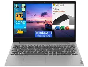 Lenovo Ideapad 3 15 Laptop, 15.6" HD Touchscreen, Intel Core i3-1115G4 Dual-Core 3.0GHz Processor, Intel UHD Graphics, 36GB DDR4  2TB PCIe SSD, Wi-Fi 6, Windows 11 Pro,Microsoft Office License