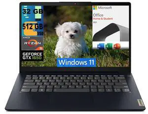 Lenovo IdeaPad Gaming 3 15 Laptop, 15.6" FHD Display, AMD Ryzen 5 5600H 6-core Processor, GeForce GTX 1650 4GB Graphics, 32GB DDR4  512GB PCIe SSD, Backlit KB, Windows 11,Microsoft Office License