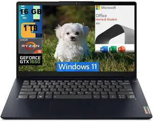 Lenovo IdeaPad Gaming 3 15 Laptop, 15.6" FHD Display, AMD Ryzen 5 5600H 6-core Processor, GeForce GTX 1650 4GB Graphics, 16GB DDR4  1TB PCIe SSD, Backlit KB, Windows 11,Microsoft Office License
