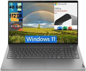 Lenovo ThinkBook 15 Laptop, 15.6" FHD Display, AMD Ryzen 7 5825U 8 Cores Processor, AMD Radeon Graphics, 40GB DDR4  512GB PCIe SSD, FP Reader, Wi-Fi 6, Windows 11,Microsoft Office License