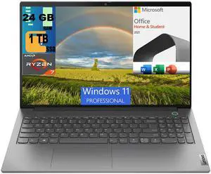Lenovo ThinkBook 15 Laptop, 15.6" FHD Display, AMD Ryzen 7 5825U 8 Cores Processor, AMD Radeon Graphics, 24GB DDR4  1TB PCIe SSD, FP Reader, Wi-Fi 6, Windows 11 Pro,Microsoft Office License