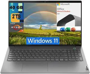Lenovo ThinkBook 15 Laptop, 15.6" FHD Display, AMD Ryzen 7 5825U 8 Cores Processor, AMD Radeon Graphics, 40GB DDR4  2TB PCIe SSD, FP Reader, Wi-Fi 6, Windows 11,Microsoft Office License