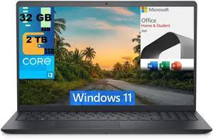 Dell Inspiron 15 3511 Business Laptop, 15.6" Full HD Display, Intel Core i3-1115G4 2 cores Processor, Intel UHD Graphics, 32GB DDR4  2TB PCIe SSD, Wi-Fi, Windows 11