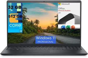 Dell Inspiron 15 3511 Business Laptop, 15.6" Full HD Display, Intel Core i3-1115G4 2 cores Processor, Intel UHD Graphics, 32GB DDR4  512GB PCIe SSD, Wi-Fi, Windows 11 Pro