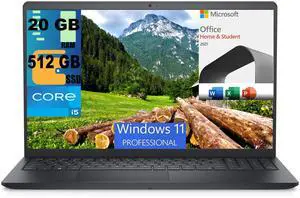 Dell Inspiron 3511 15 Laptop, 15.6" FHD Display, Intel Core i5-1135G7 Quad-Core Processor, Intel Iris Xe Graphics, 20GB DDR4  512GB PCIe SSD, Wi-Fi, Windows 11 Pro,Microsoft Office License