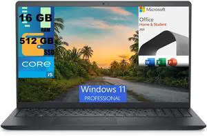 Dell Inspiron 3520 15 Laptop, 15.6" FHD (1920x1080) 120Hz Display, Intel Core i5-1235U 10 cores Processor, Intel Iris Xe Graphics, 16GB DDR4  512GB PCIe SSD, WiFi 6, Windows 11 Pro