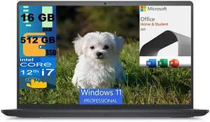 Dell Inspiron 3520 15 Laptop, 15.6" FHD Touchscreen, Intel Core i7-1255U 10 Cores Processor, Intel Iris Xe Graphics, 16GB DDR4  512GB PCIe SSD, Webcam, Wi-Fi 6, Windows 11 Pro,Microsoft Office License