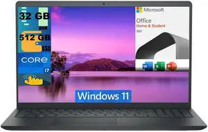 Dell Inspiron 15 Laptop, 15.6" FHD (1920 x 1080) Touchscreen, Intel Core i7-1165G7 4 Cores Processor, Intel Iris Xe Graphics, 32GB DDR4  512GB PCIe SSD, Webcam, Windows 11,Microsoft Office License