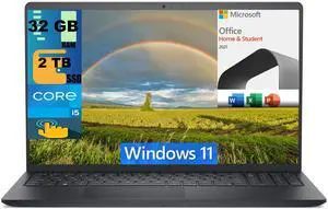Dell Inspiron 15 3520 Laptop, 15.6" FHD Touchscreen, Intel Core i5-1235U 10 Cores Processor, Intel UHD Graphics, 32GB DDR4  2TB PCIe SSD, Wi-Fi, Windows 11,Microsoft Office License