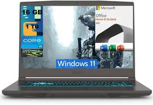 MSI Thin 15 Gaming Laptop, 15.6" FHD 144Hz, Intel Core i5-13420H 8 Cores Processor, NVIDIA GeForce RTX 4050 6GB Graphic, 16GB DDR4  1TB PCIe SSD, Backlit KB, Windows 11,Microsoft Office License
