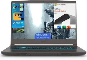 MSI Thin 15 Gaming Laptop, 15.6" FHD 144Hz, Intel Core i5-13420H 8 Cores Processor, NVIDIA GeForce RTX 4050 6GB Graphic, 32GB DDR4  2TB PCIe SSD, Backlit KB, Windows 11 Pro,Microsoft Office License