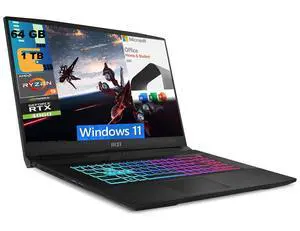 MSI Katana A17 Gaming Laptop, 17.3" Full HD 144Hz, AMD Ryzen 9 8945HS 8-Core Processor, NVIDIA GeForce RTX 4060 8GB, 64GB DDR5  1TB PCIe SSD, Backlit KB, Windows 11,Microsoft Office License