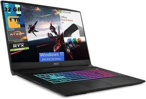 MSI Katana A17 Gaming Laptop, 17.3" Full HD 144Hz, AMD Ryzen 9 8945HS 8-Core Processor, NVIDIA GeForce RTX 4060 8GB, 32GB DDR5  1TB PCIe SSD, Backlit KB, Windows 11 Pro,Microsoft Office License