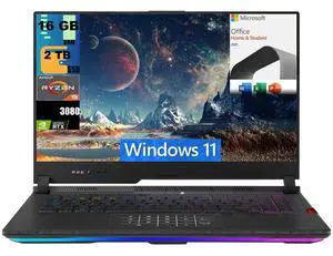 ASUS ROG Strix Scar 15 Gaming Laptop, 15.6" 300Hz FHD Display, AMD Ryzen 9 5900HX 8 cores Processor, RTX 3080 8GB GDDR6, 16GB DDR5  2TB PCIe SSD, Wi-Fi 6, Windows 11,Microsoft Office License