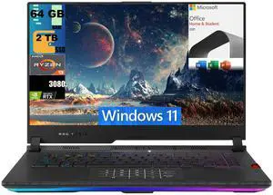 ASUS ROG Strix Scar 15 Gaming Laptop, 15.6" 300Hz FHD Display, AMD Ryzen 9 5900HX 8 cores Processor, RTX 3080 8GB GDDR6, 64GB DDR5  2TB PCIe SSD, Wi-Fi 6, Windows 11,Microsoft Office License