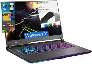 ASUS ROG Strix G17 Gaming Laptop, 17.3" FHD 144Hz Display, AMD Ryzen 7 6800H 8 cores Processor, RTX 3050 4GB GDDR6, 32GB DDR5  512GB PCIe SSD, RGB Keyboard, Windows 11,Microsoft Office License