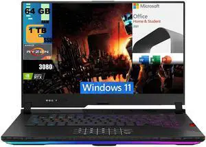ASUS ROG Strix Scar 15 Gaming Laptop, 15.6" FHD 300Hz, AMD Ryzen 9 5900HX 8 cores Processor, RTX 3080 8GB GDDR6, 64GB DDR4  1TB PCIe SSD, RGB Keyboard, Windows 11,Microsoft Office License