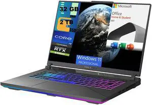ASUS ROG Strix G16 Gaming Laptop, 16.0" QXGA 240Hz, Intel Core i9-14900HX 24-Cores Processor, RTX 4060 8GB GDDR6, 32GB DDR5  2TB PCIe SSD, Wi-Fi 6E, Windows 11 Pro,Microsoft Office License