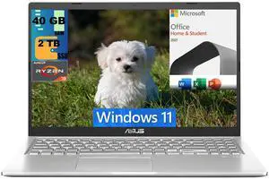 ASUS VivoBook 15 Laptop, 15.6" FHD (1920 x 1080) Display, AMD Dual-core Ryzen 3 3250U Processor, AMD Radeon Graphics, 40GB DDR4  2TB PCIe SSD, VGA Camera, Windows 11,Microsoft Office License